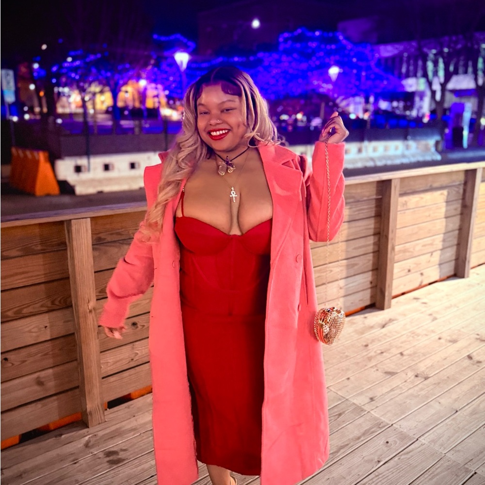 Fashion Nova Red Corset Bandage Midi Dress – XL – Adjustable Straps